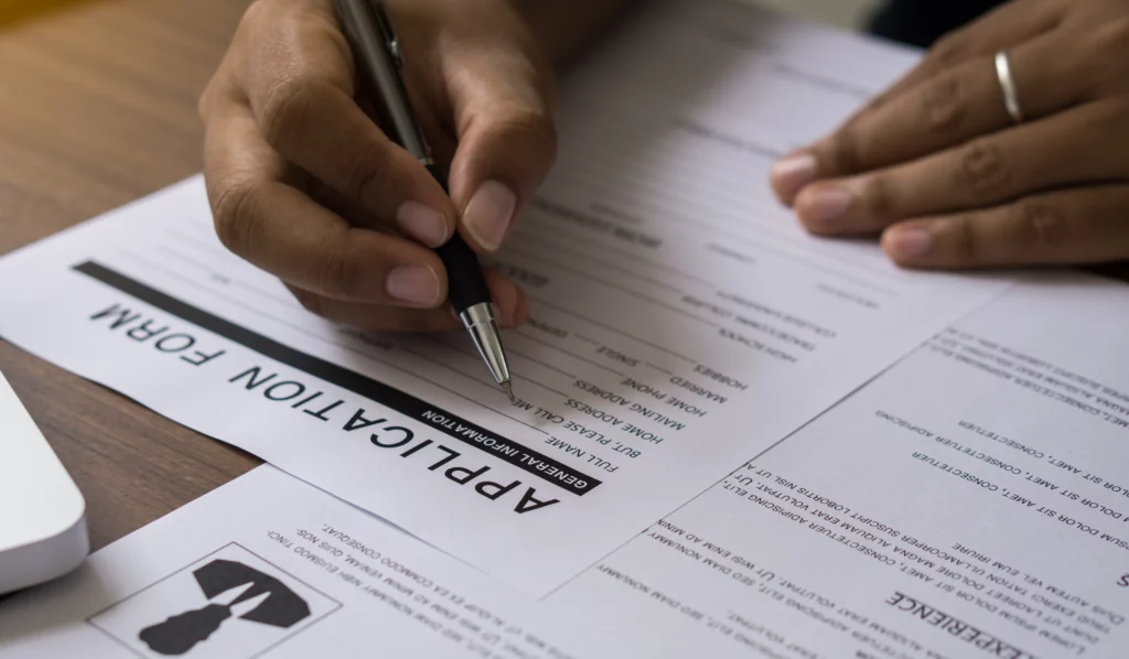 Home V2 20 Person completing employment application paperwork for PERM job requirements and labor certification process